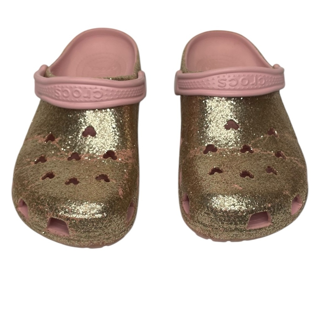 CROCS Gold and Pink Slippers with Adjustable Straps Size Women’s 9